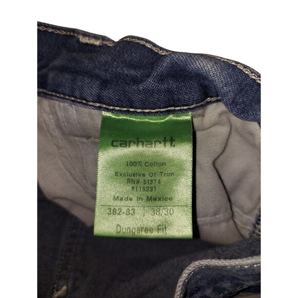 Vintage Carhartt Dungaree Fit Medium Wash Denim Work Carpenter Pants Sz 38x30 - Picture 6 of 10